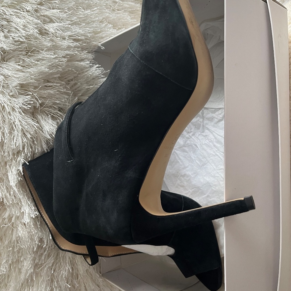 Pre-loved Peep-toe suede cut-out boot (Ann Taylor)